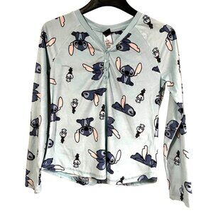 Disney Lilo & Stitch Sleep Shirt Sz XS Solft Blue Velvet with Stitch Print